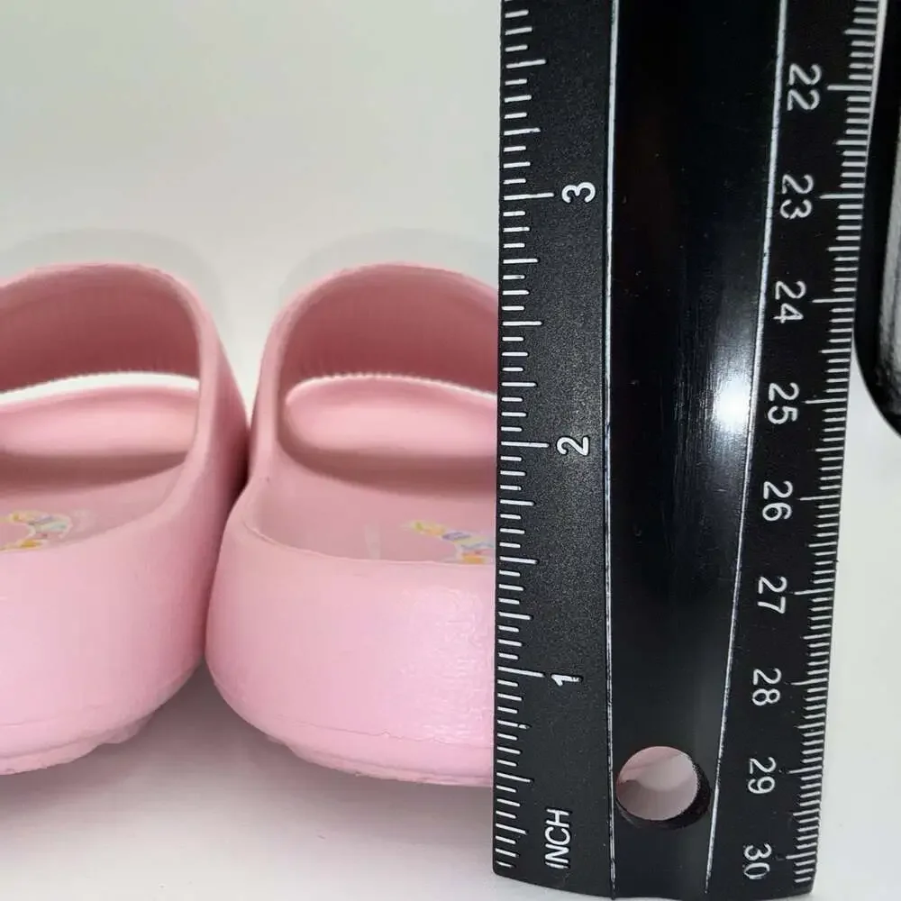 Squishmallows Pink Slide Sandals Size 2/3 Blue Cow Foam Slip-On Jazwares